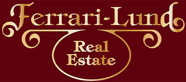 A red and gold logo for a real estate company.